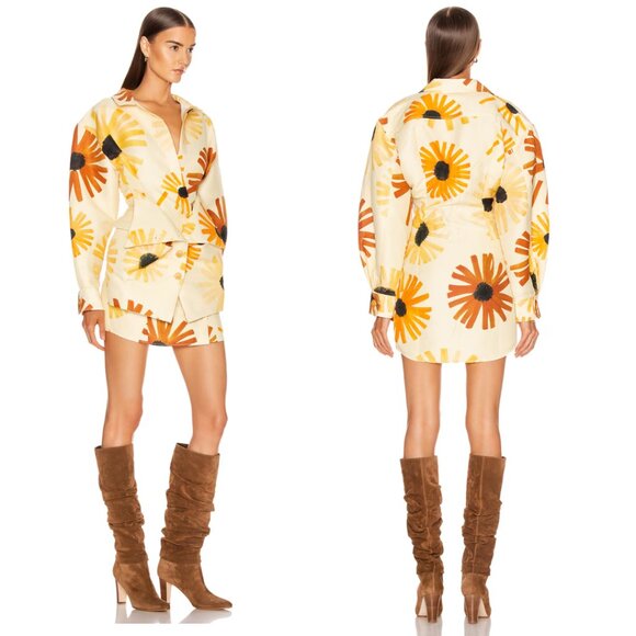 Jacquemus Le Collectionneuse Jacket Mini Dress Allover Floral Print Sz 36 - Picture 2 of 12